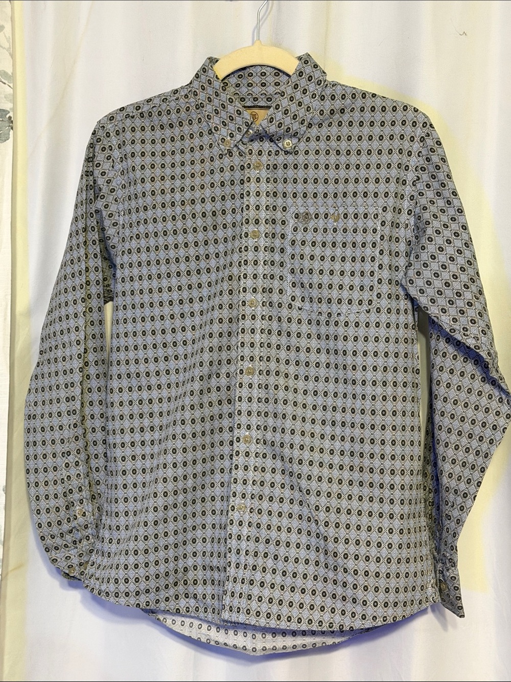 Wrangler Blue Geometric Button-Down Shirt